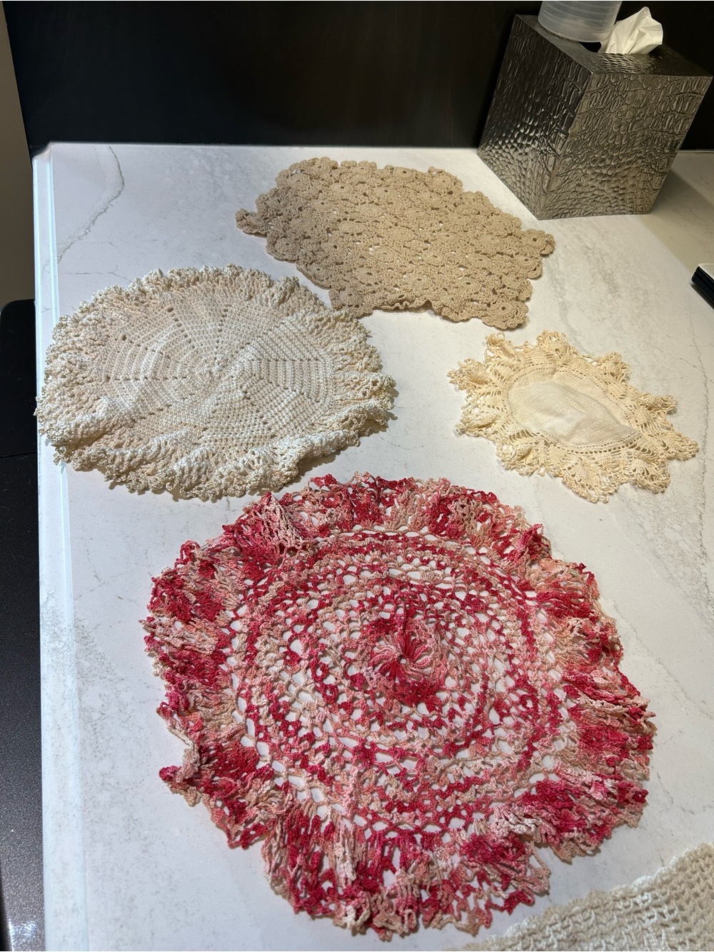 Vintage Handmade Variety of 6 Crochet Doilies